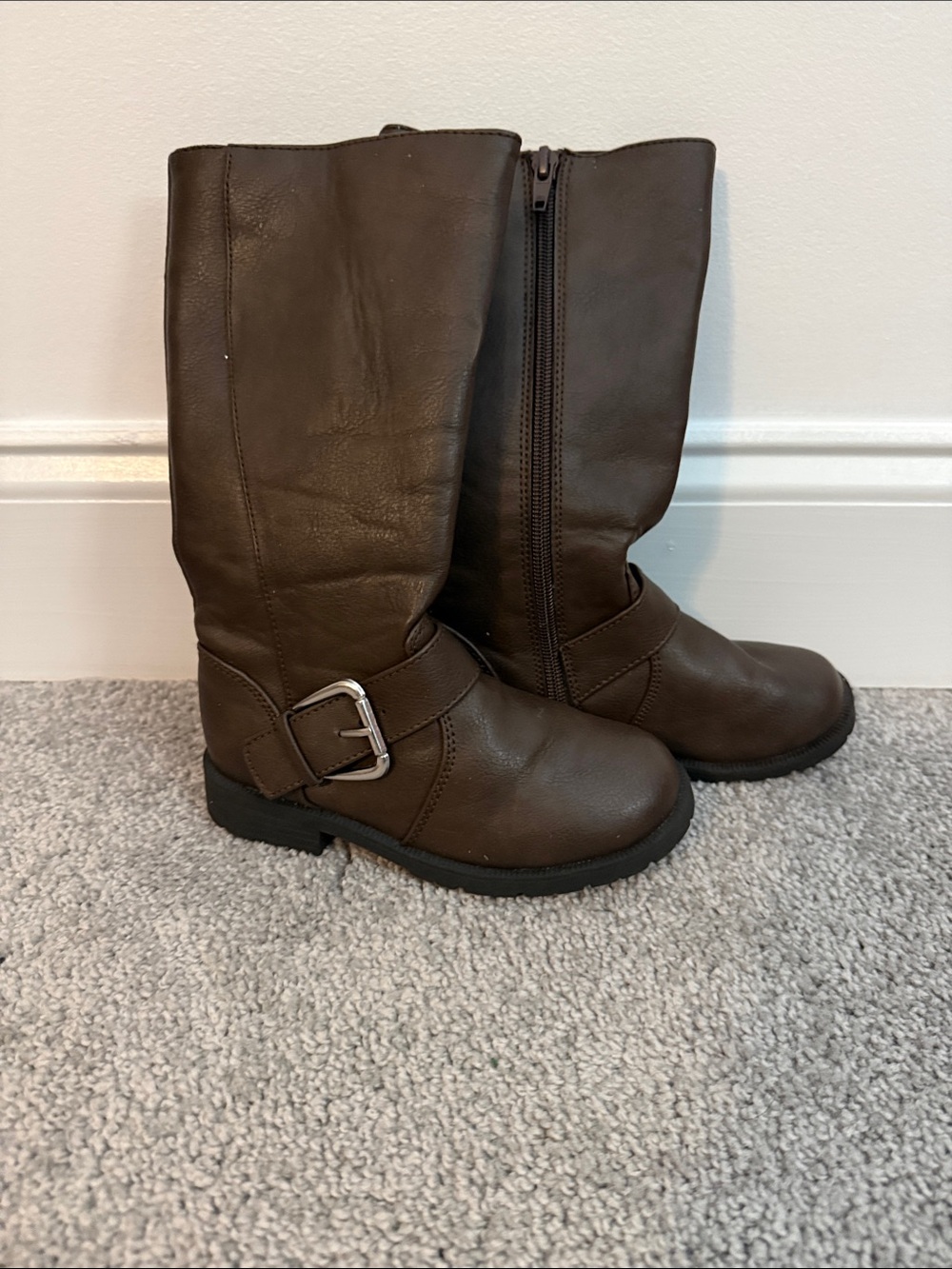 Gently worn The Children's Place Brown Tall Riding Boots with Buckle